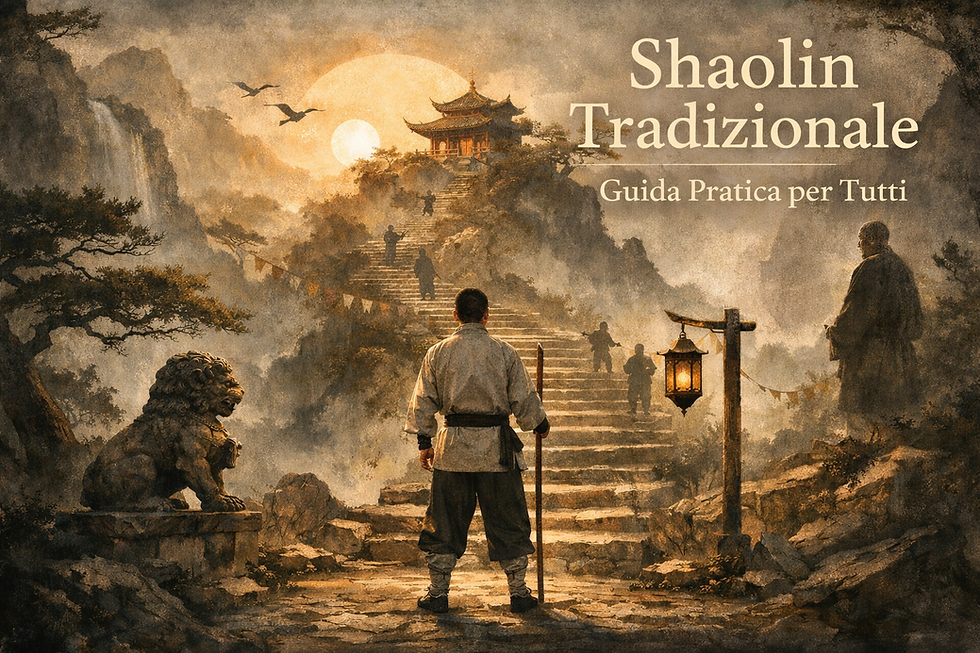 praticante monaco shaolin che guarda il tempio in cima a una scalinata