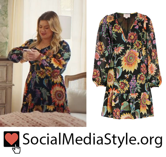 Kelly Clarkson's floral print dress from her Wayfair commercial Kelly Clarkson's floral print dress from her Wayfair commercial