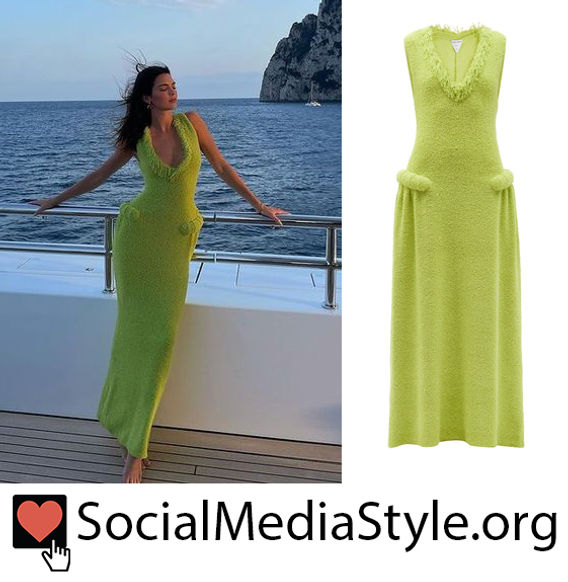 Kendall Jenner's fringe detail green dress Kendall Jenner's fringe detail green dress