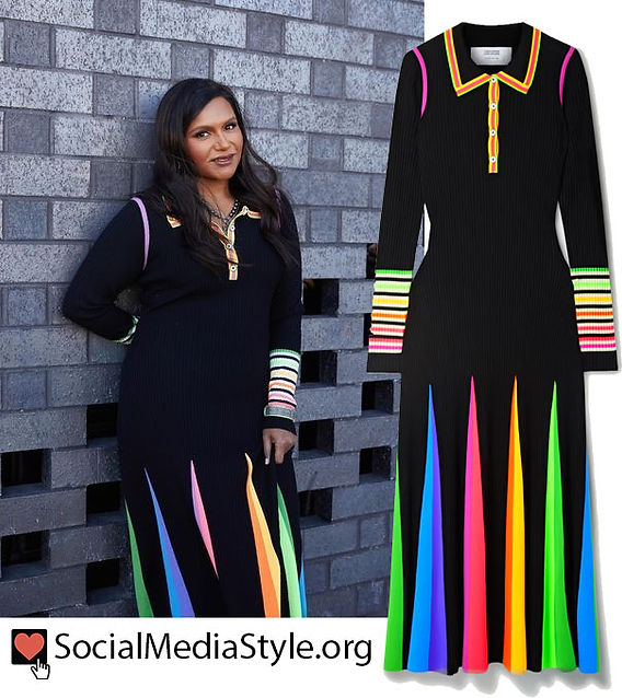 Mindy Kaling's rainbow detail black dress Mindy Kaling's rainbow detail black dress