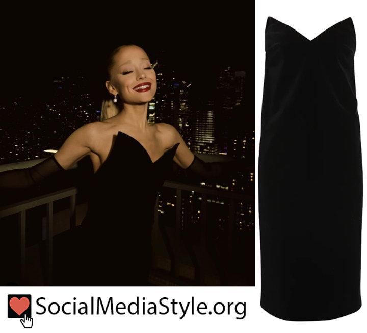 Ariana Grande s Black Strapless Peak Bust Dress ariana-grande-s-black-strapless-peak-bust-dress