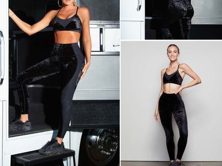 Khloe Kardashian's Good American velvet and leopard sports bra and leggings