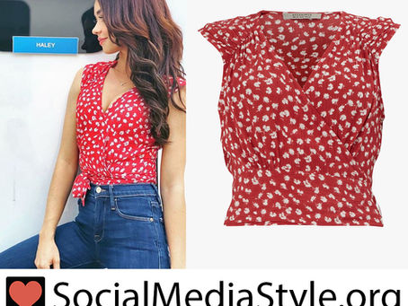 Haley (Sarah Hyland)'s red print wrap top from Modern Family