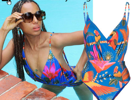 Kerry Washington's blue tropical print swimsuit