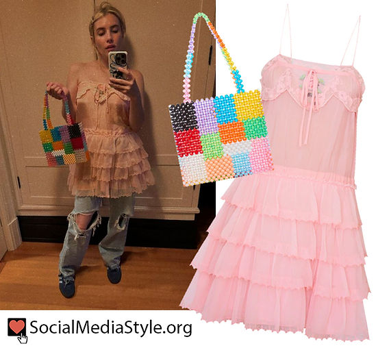 emma roberts pink dress Emma Roberts' Romantic Pink Look Chantecaille UK