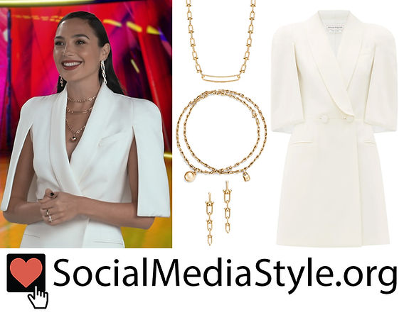 Gal Gadot's white cape dress and gold jewelry from the Wonder Woman 1984  virtual premiere