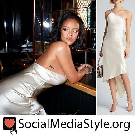 Rihanna's white one shoulder slip dress Rihanna's white one shoulder slip dress