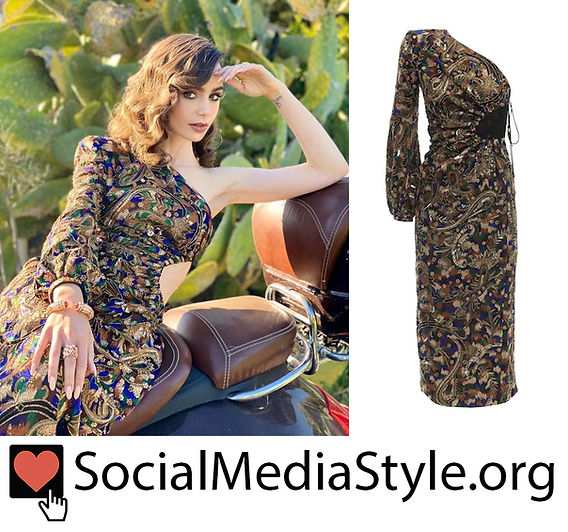 Lily Collins' one shoulder cutout dress from the Golden Globes Lily Collins' one shoulder cutout dress from the Golden Globes
