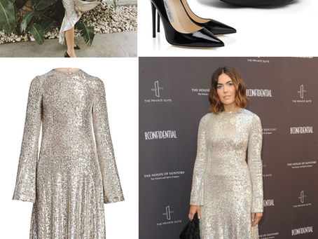 Mandy Moore's silver sequin dress and black accessories LA Confidential Magazine Impact Awards