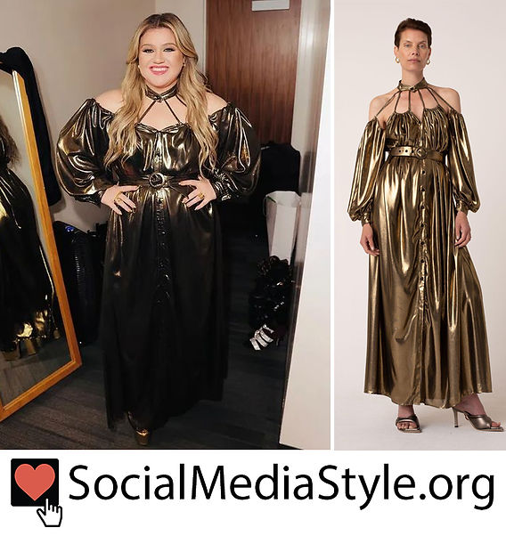 kelly clarkson gold dress Kelly Clarkson At Billboard Awards 2020: Photos Of The Host's Outfits Hollywood Life
