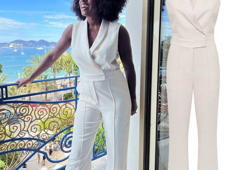 Viola Davis' white tuxedo jumpsuit