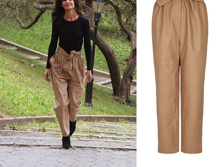 Katie Holmes’ brown leather high-waisted pants