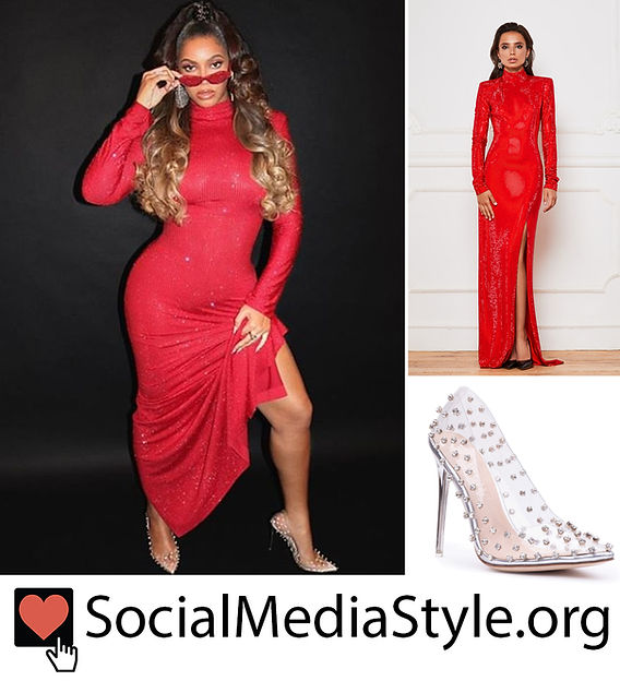 beyonce red sequin dress Beyonc Fashion Through the Years From House of Deron to the Met Gala
