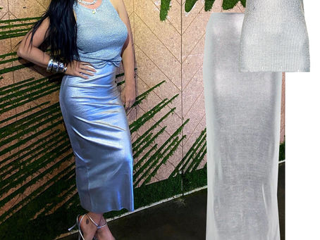 Katy Perry's metallic silver tank top and skirt from American Idol