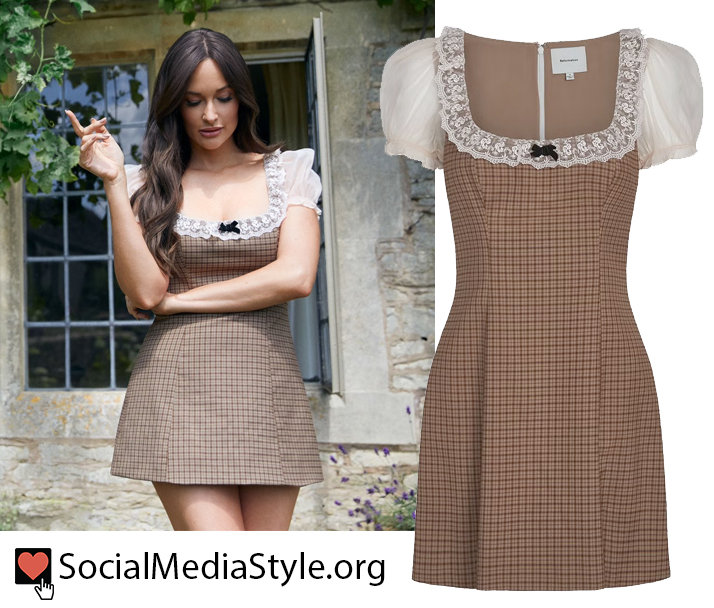 reformation brown checkered dress Terra Cotton Check Sleeveless Button Up Mini Dress - Brown | Disturbia main image 1