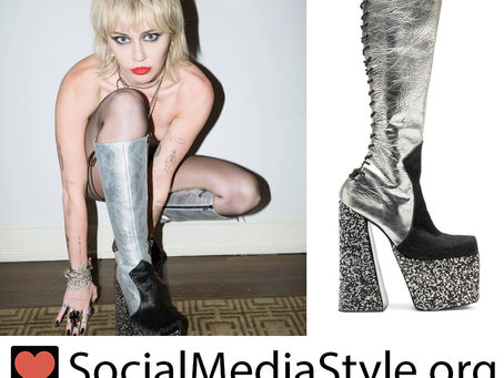Miley Cyrus' silver crystal platform boots