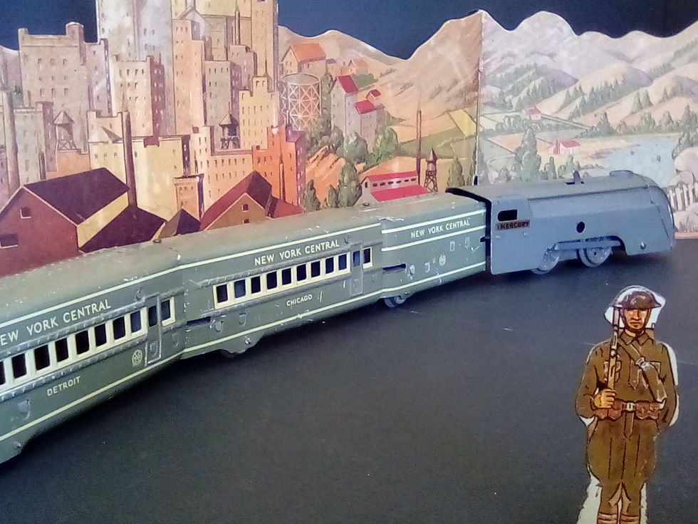 Thumbnail: Marx Mercury Articulated Passenger Train ! Olive and Cream ! ! !