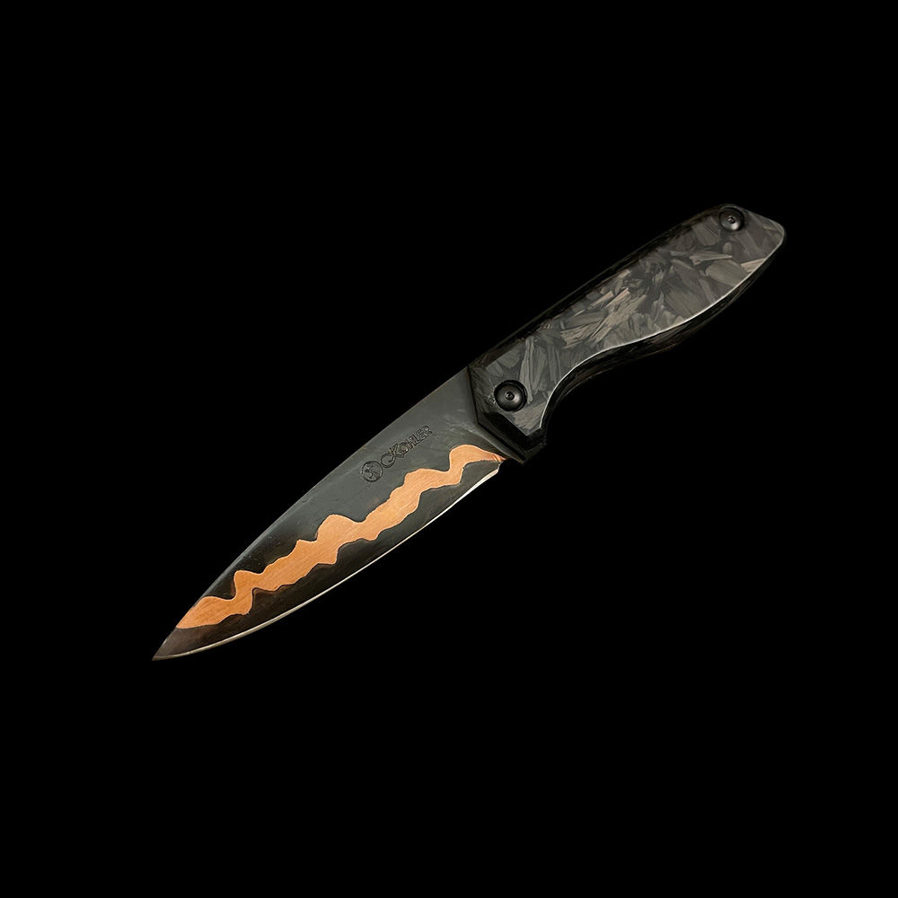 KohlerKnives Damast Jagdmesser Hunting Knife Black Copper Fighter