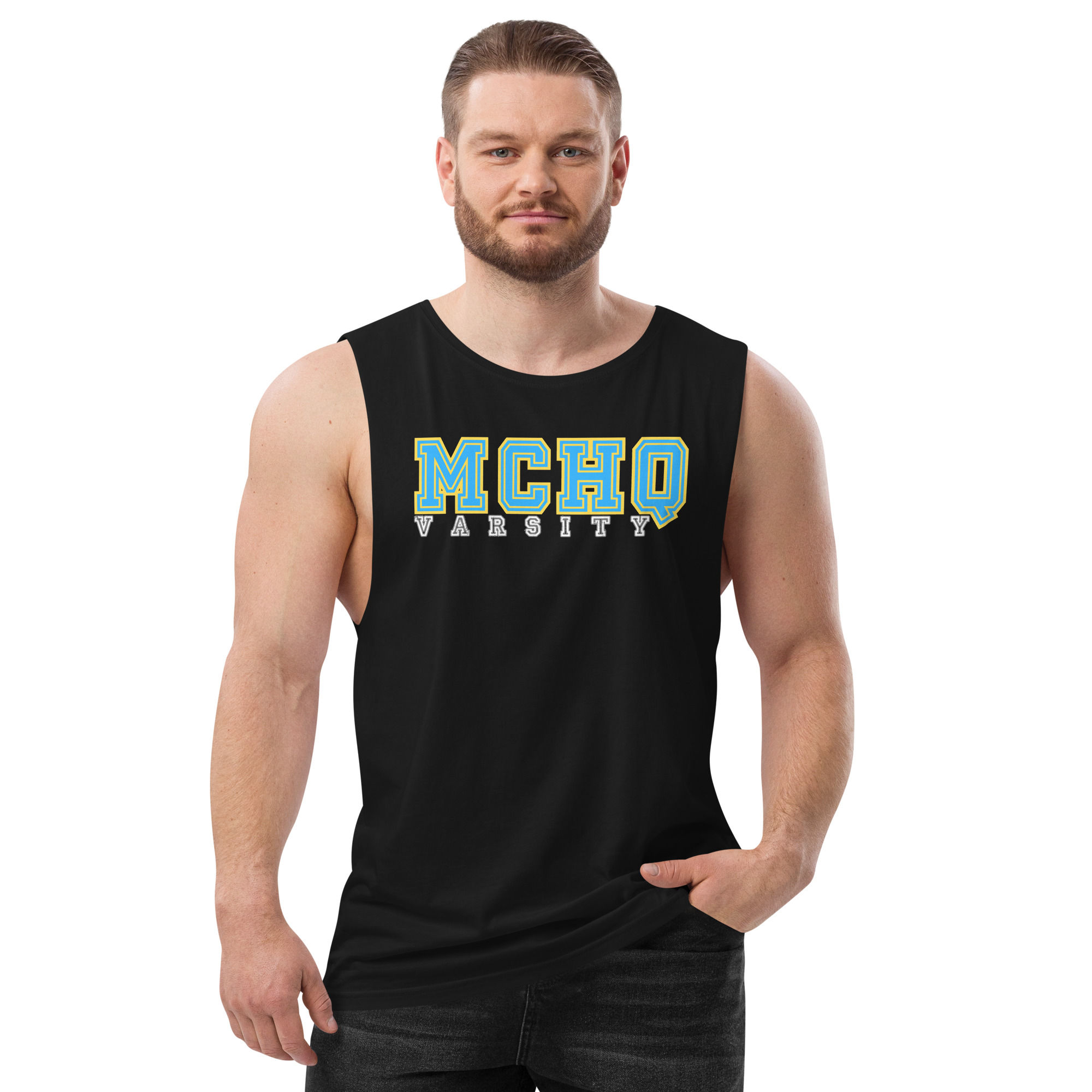 MCHQ Varsity drop arm tank top