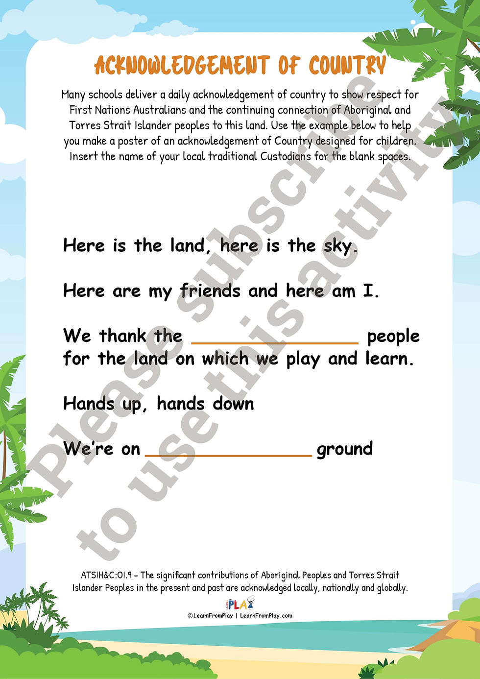 Somebody's Land - Acknowledgement  of Country