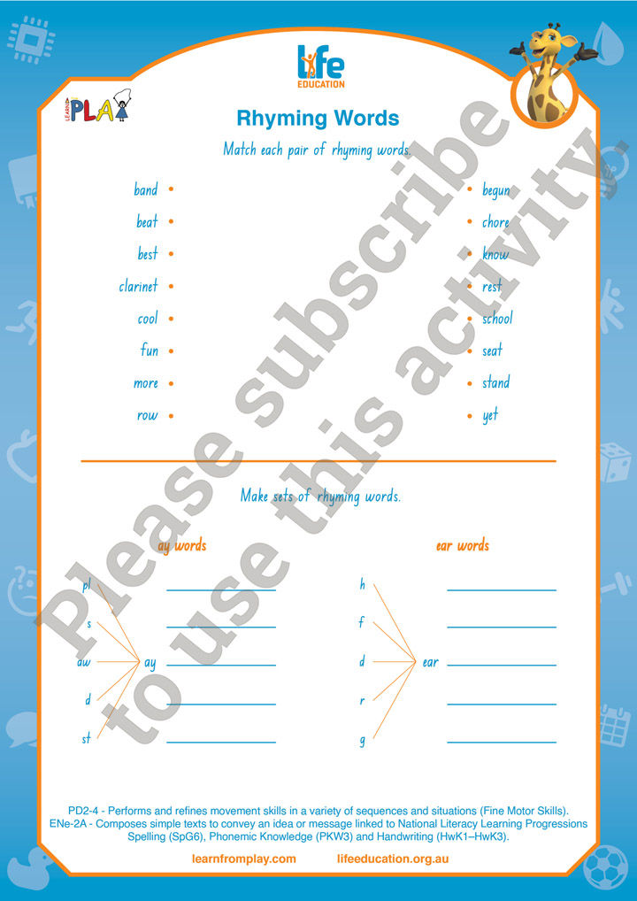 Life Ed - Healthy Harold's Making Music - Rhyming Words