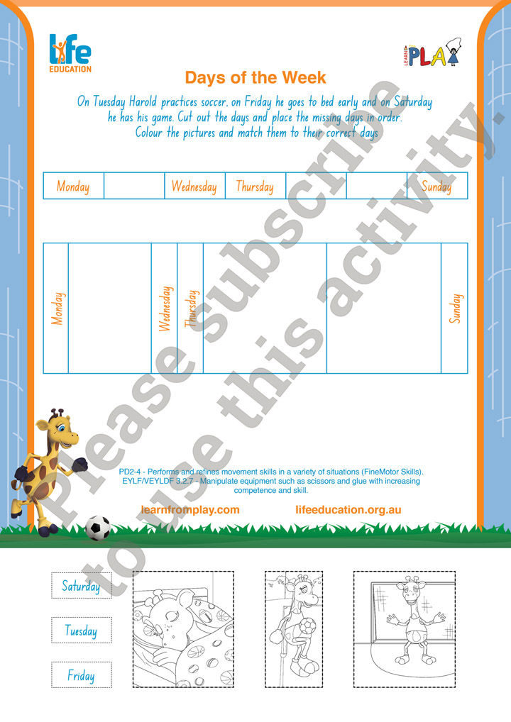 Life Ed - Healthy Harold's Fitness Fun - Days of The Week