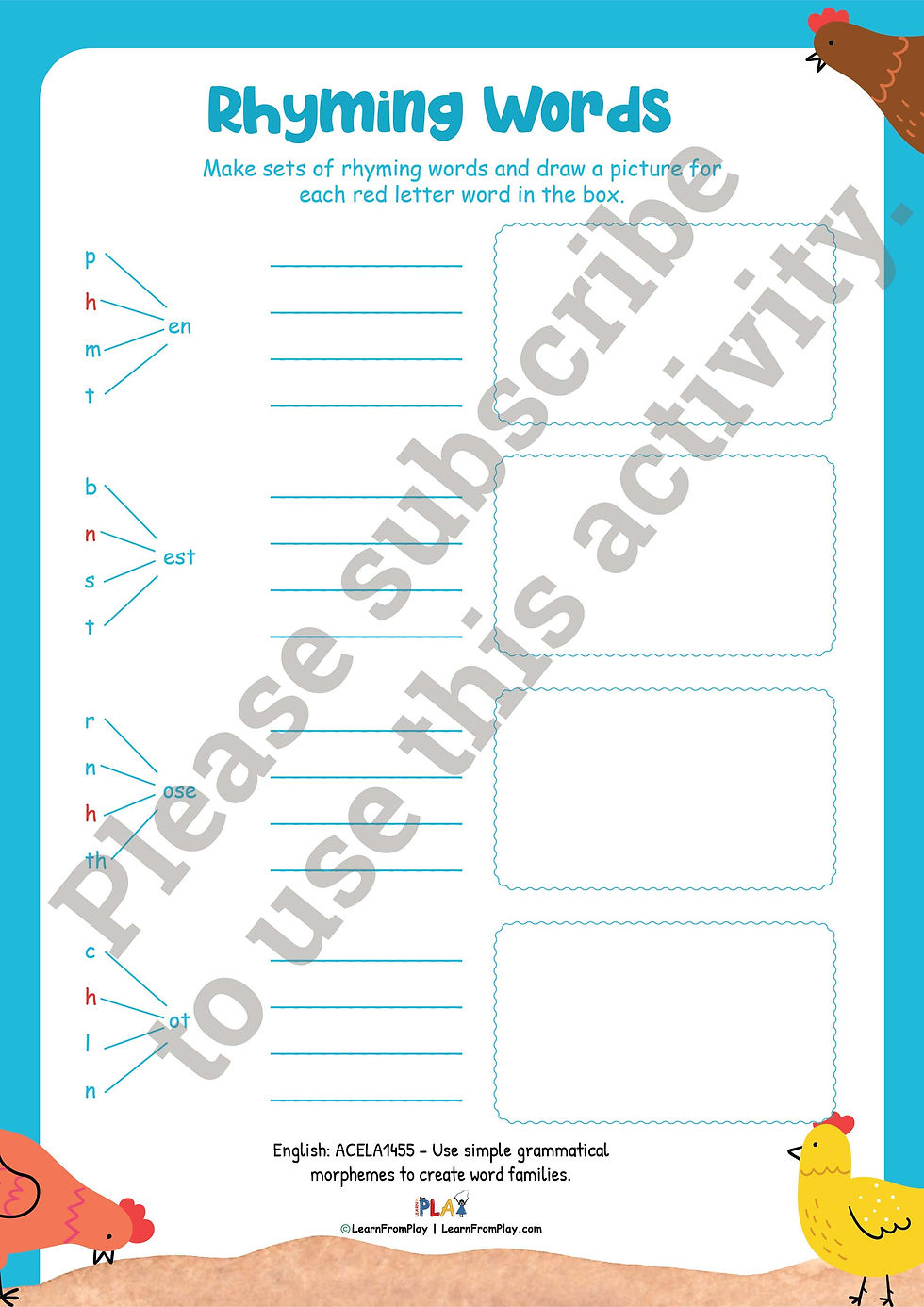 Trouble in the Hen House - Rhyming Words