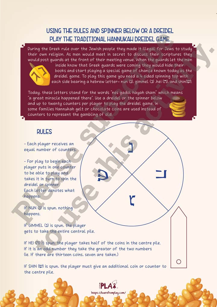 All of a Kind Family Hanukkah - Dreidel Game