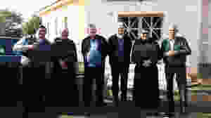 Da esquerda para direita: Pe. Miguel Faleiro, Frei Marcelo Aquino, Dom Frei Jaime Spengler, Dom Adilson Busin, Frei Márcio Silvan e Diácono Rubilar Bonone.