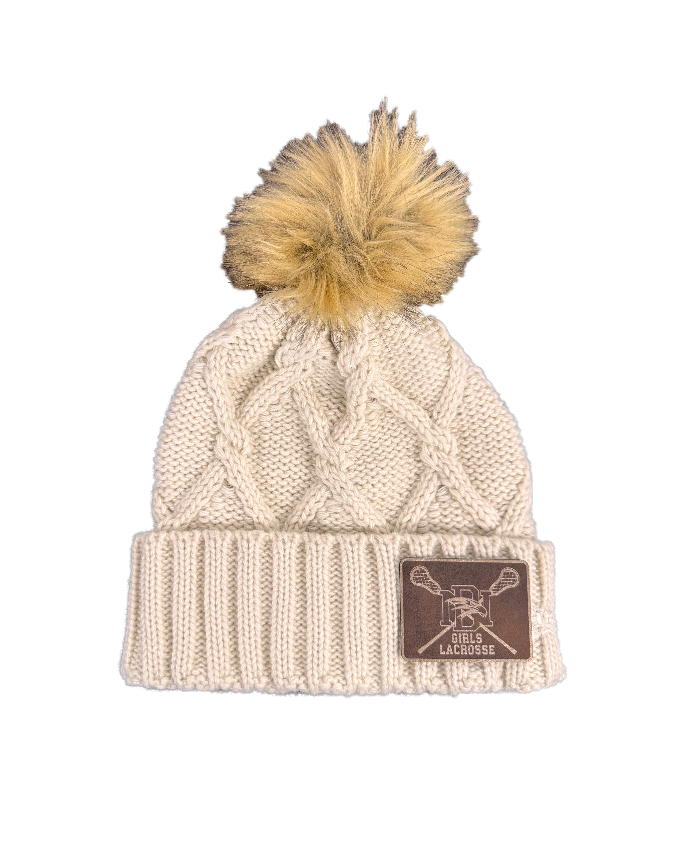 DN Girls LAX PomPom Beanie Leather patch