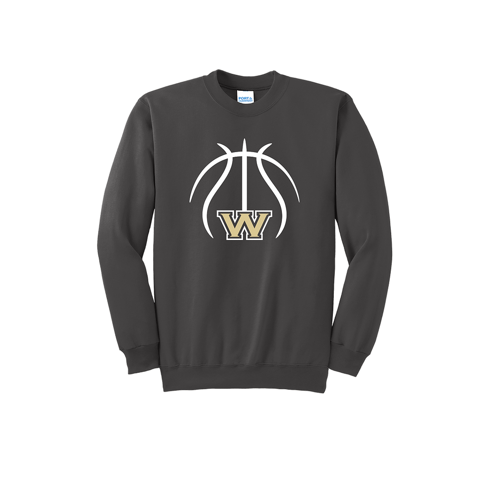 Thumbnail: WV Basketball Adult Crewneck Sweatshirt BW Logo