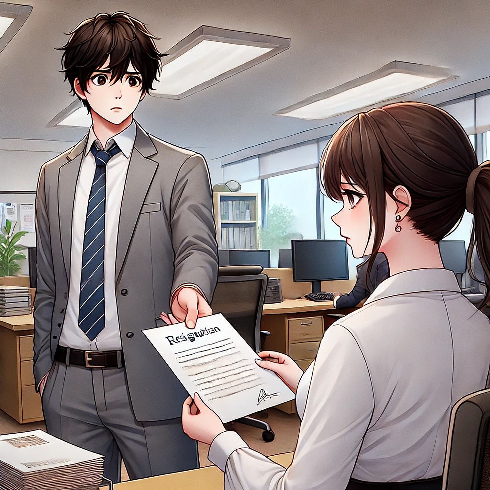 男性から受け取った退職届にショックを受ける女性上司