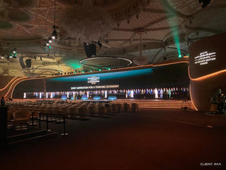 PIF Private Sector Forum stage with panoramic LED screen in Riyadh