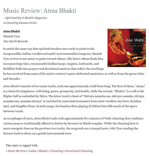 Spirituality+Health Magazine reviews Manish Vyas