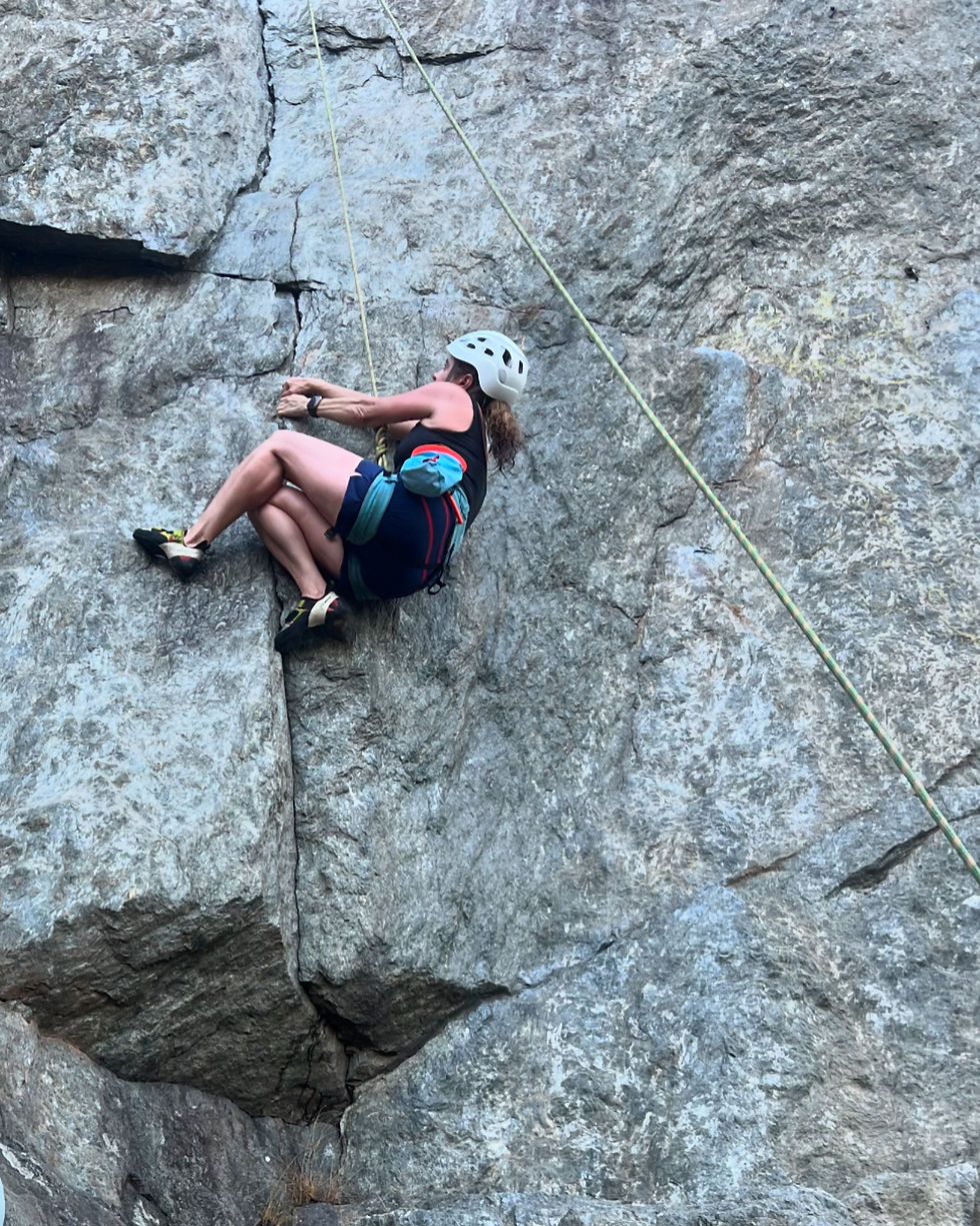 Lauren top-roping in Great Falls, Virginia.
