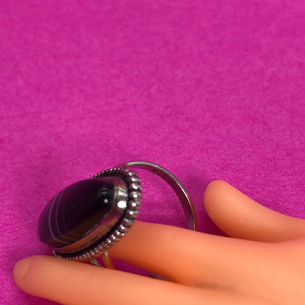 Miniature : Bague pierre ovale noire Y2K Sterling