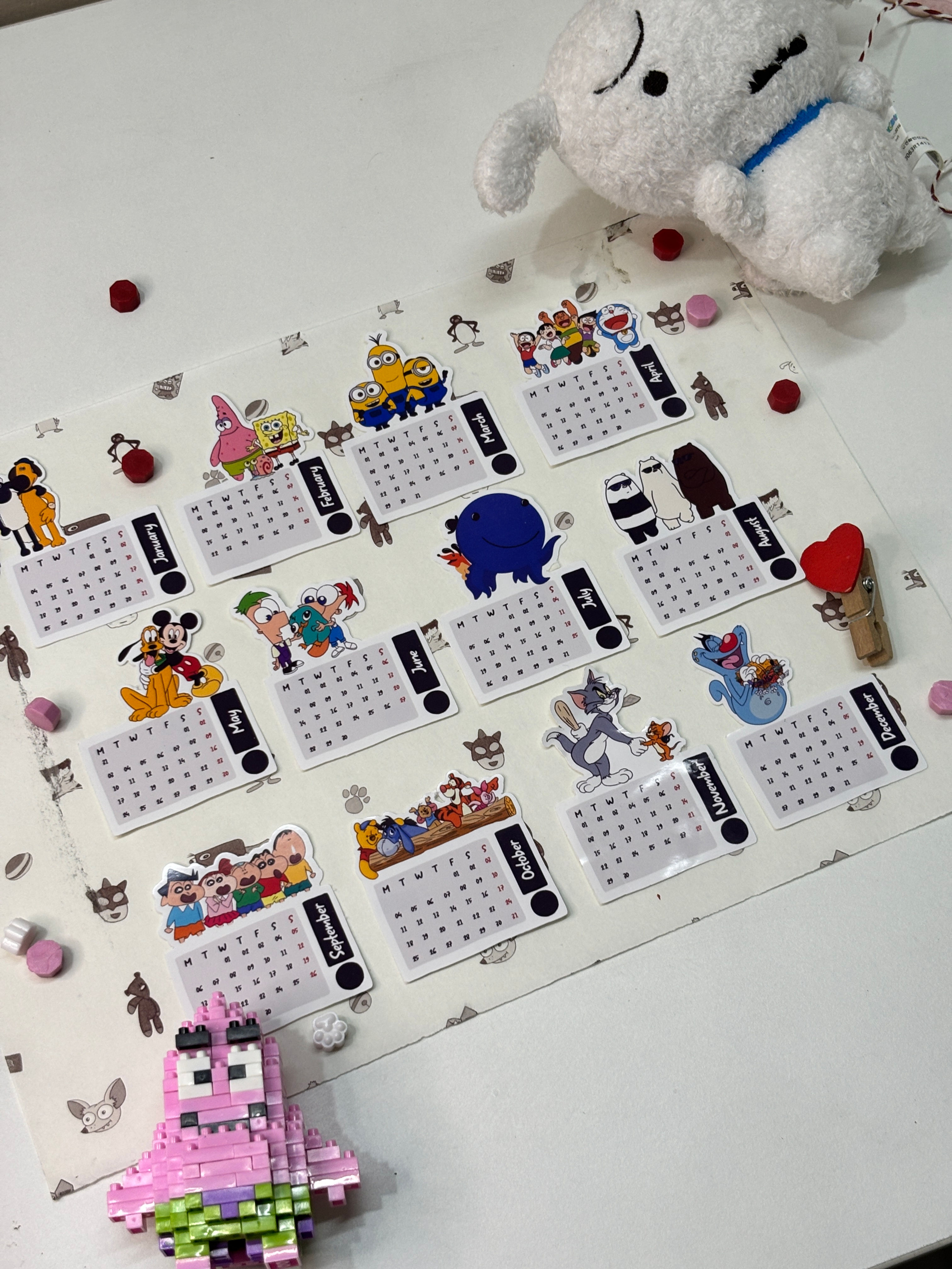 90s Nostalgia Calendar Stickers (set of 12)