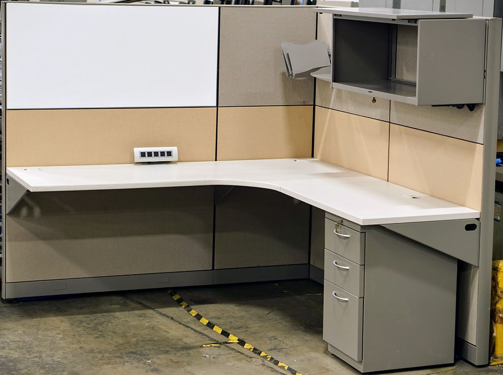 Thumbnail: Allsteel 6' x 6' Tan and Gray Cubicle