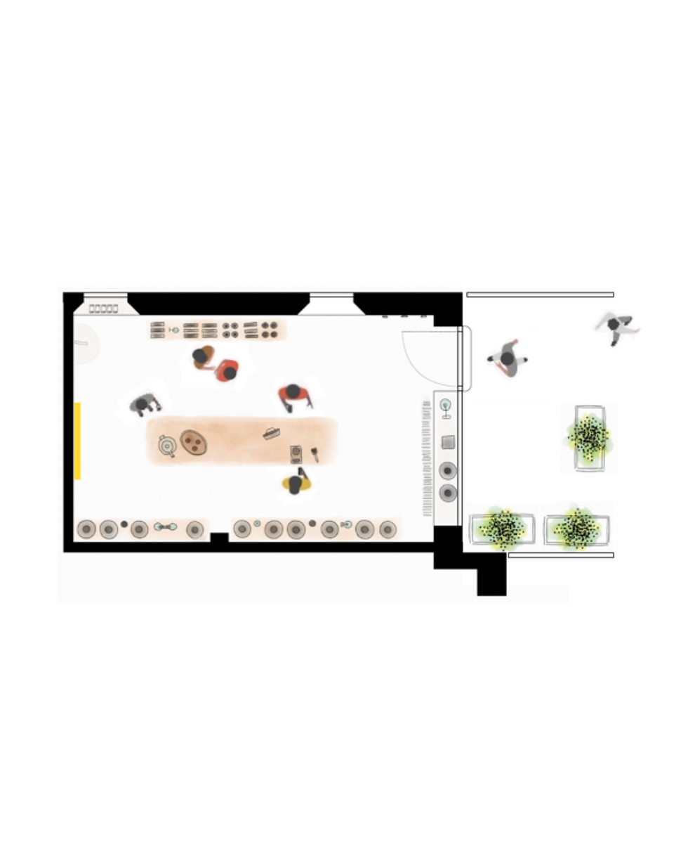 Plan des aménagements intérieurs et du parcours client