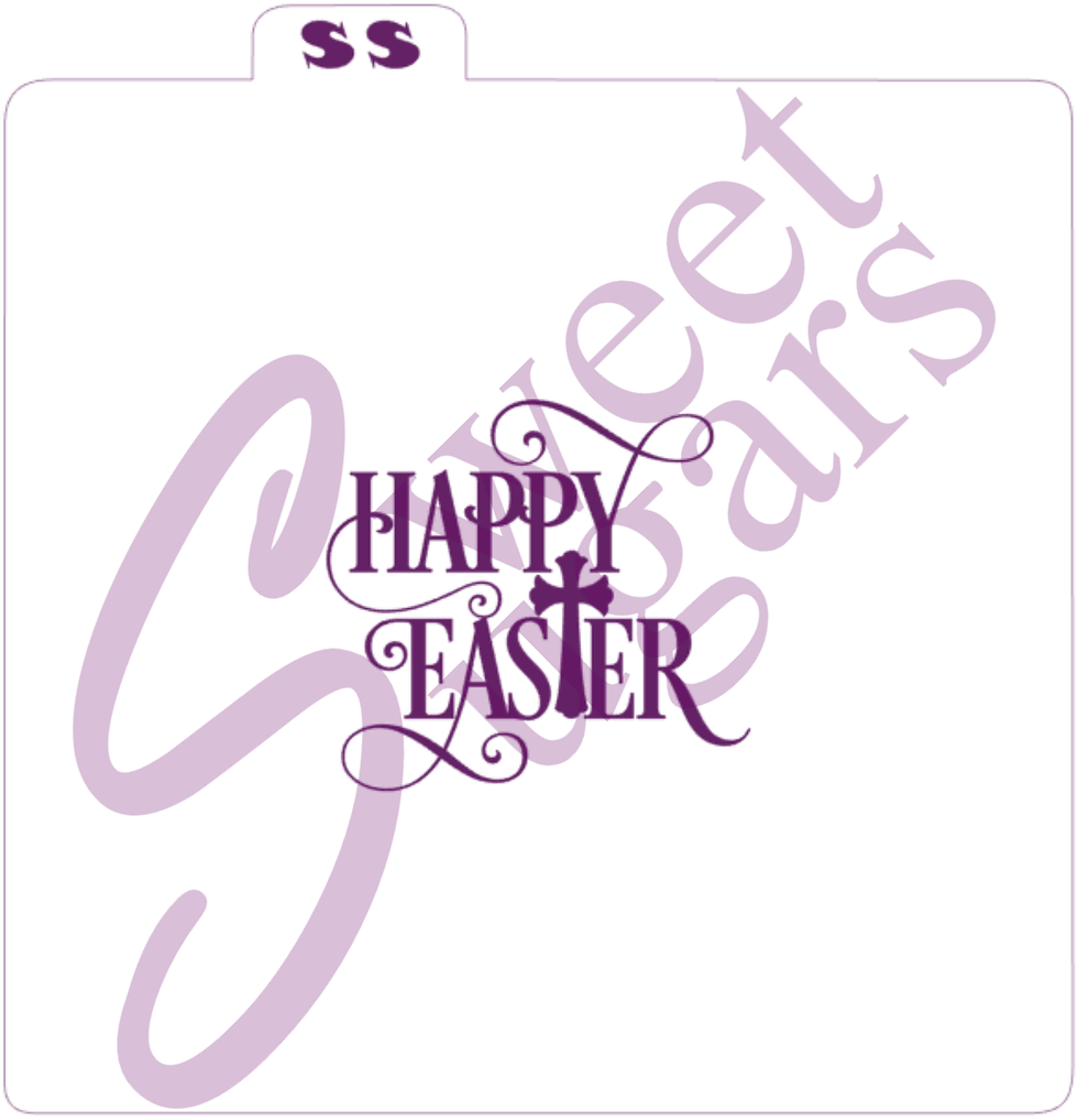 Happy Easter with Cross Silkscreen Stencil