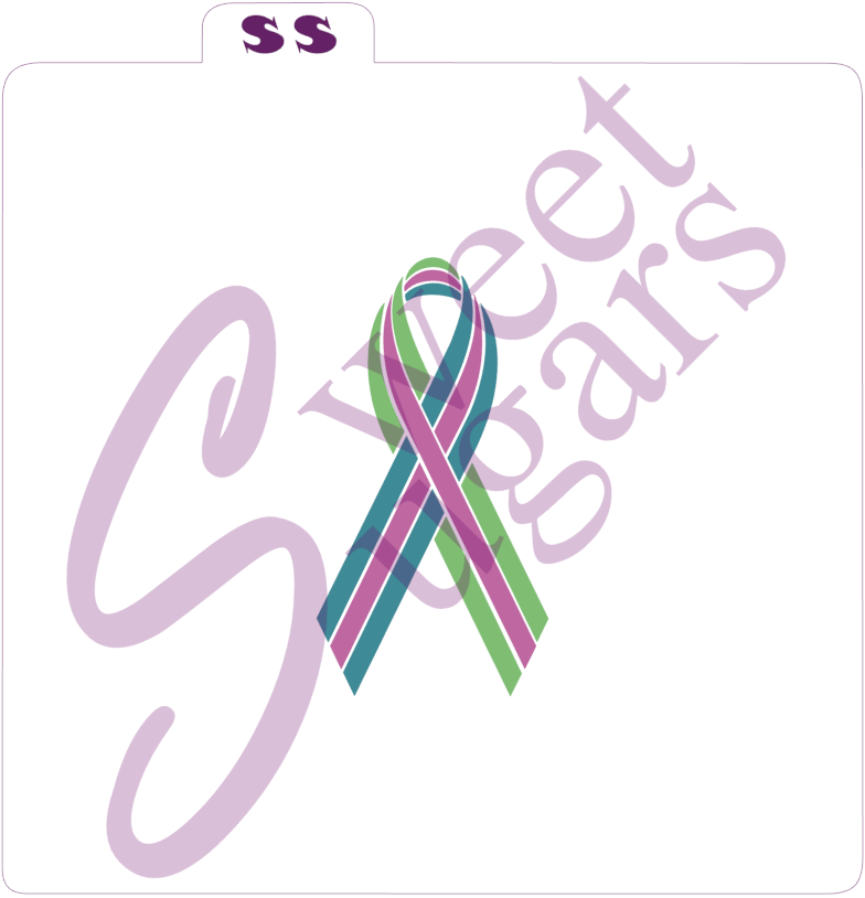 Tri-Color Awareness Ribbon 3 part Silkscreen Stencil