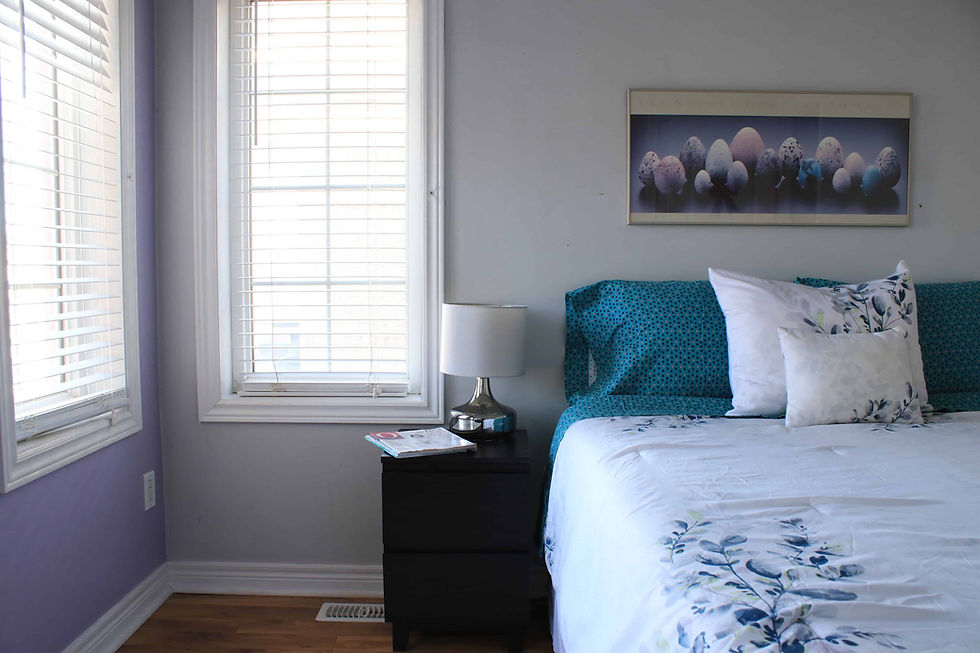 Bed with windows night stand