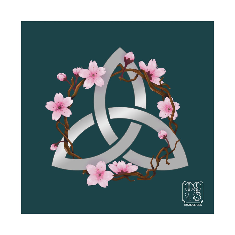 Thumbnail: Celtic Cherry Blossom - Fine Art Print, 10"x10"