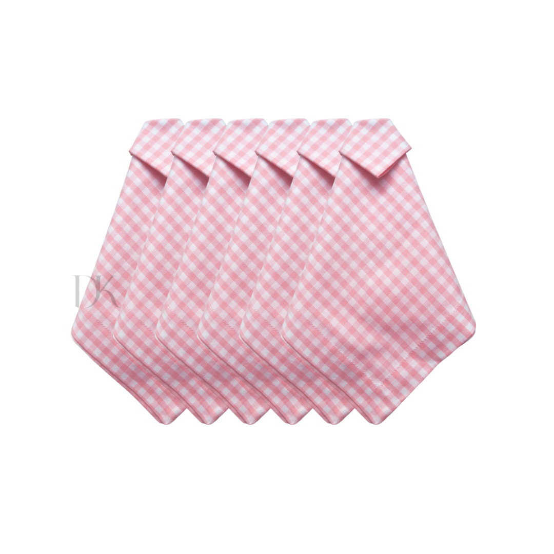 Stoffservietten aus Baumwolle, rosa kariert, 6 Stk.