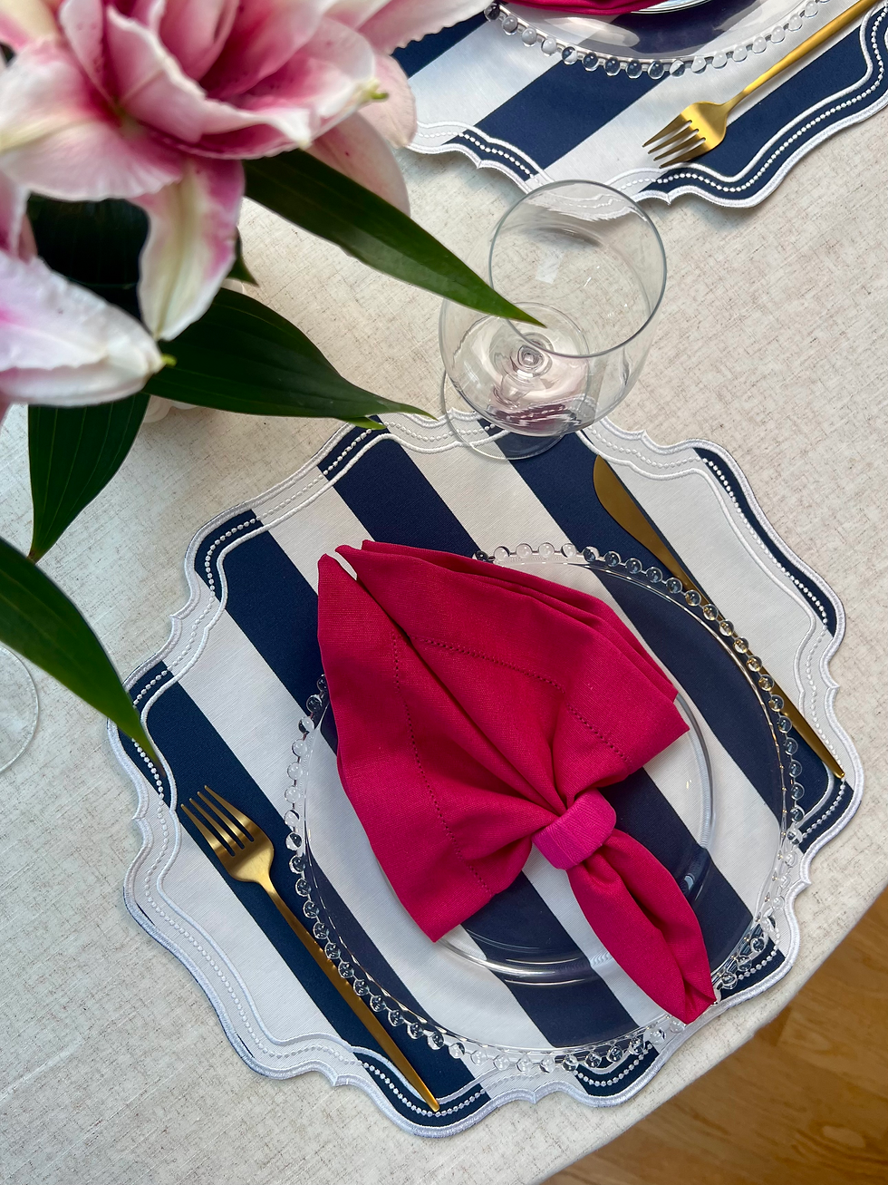 Miniaturbild: Wendbare Platzsets  Lucy, Beige/Blau gestreift 6 Stk