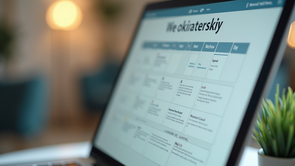 Close-up view of a digital calendar with scheduled wellbeing workshops
