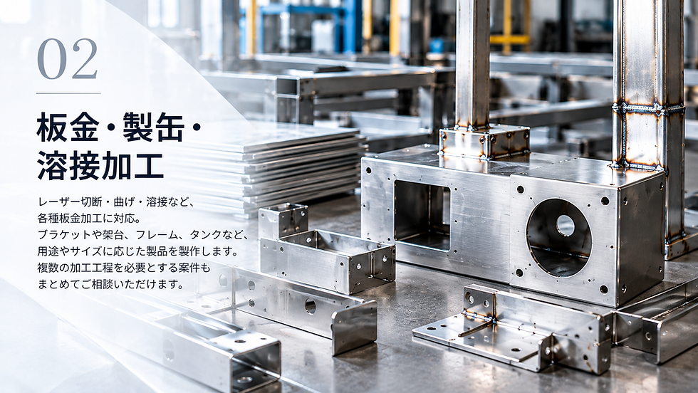 金属板のレーザー切断、曲げ加工、溶接などの板金・製缶加工のイメージ