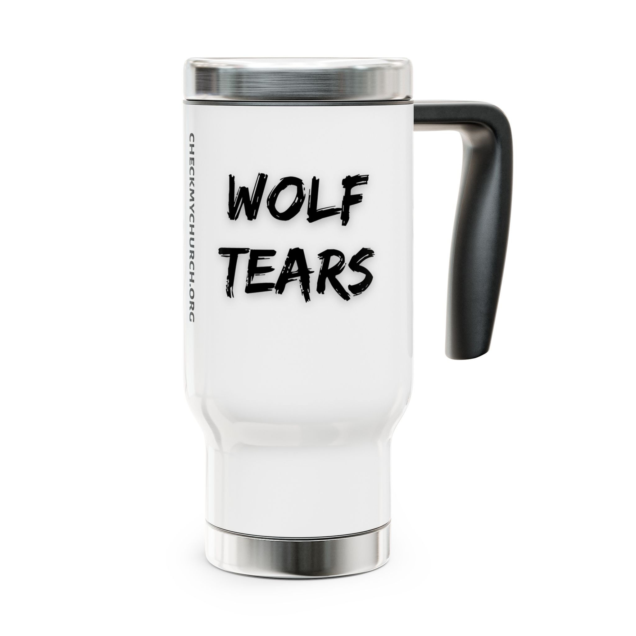 Travel Mug — Crying Wolf Silhouette 14oz Stainless Steel Tumbler with Handle