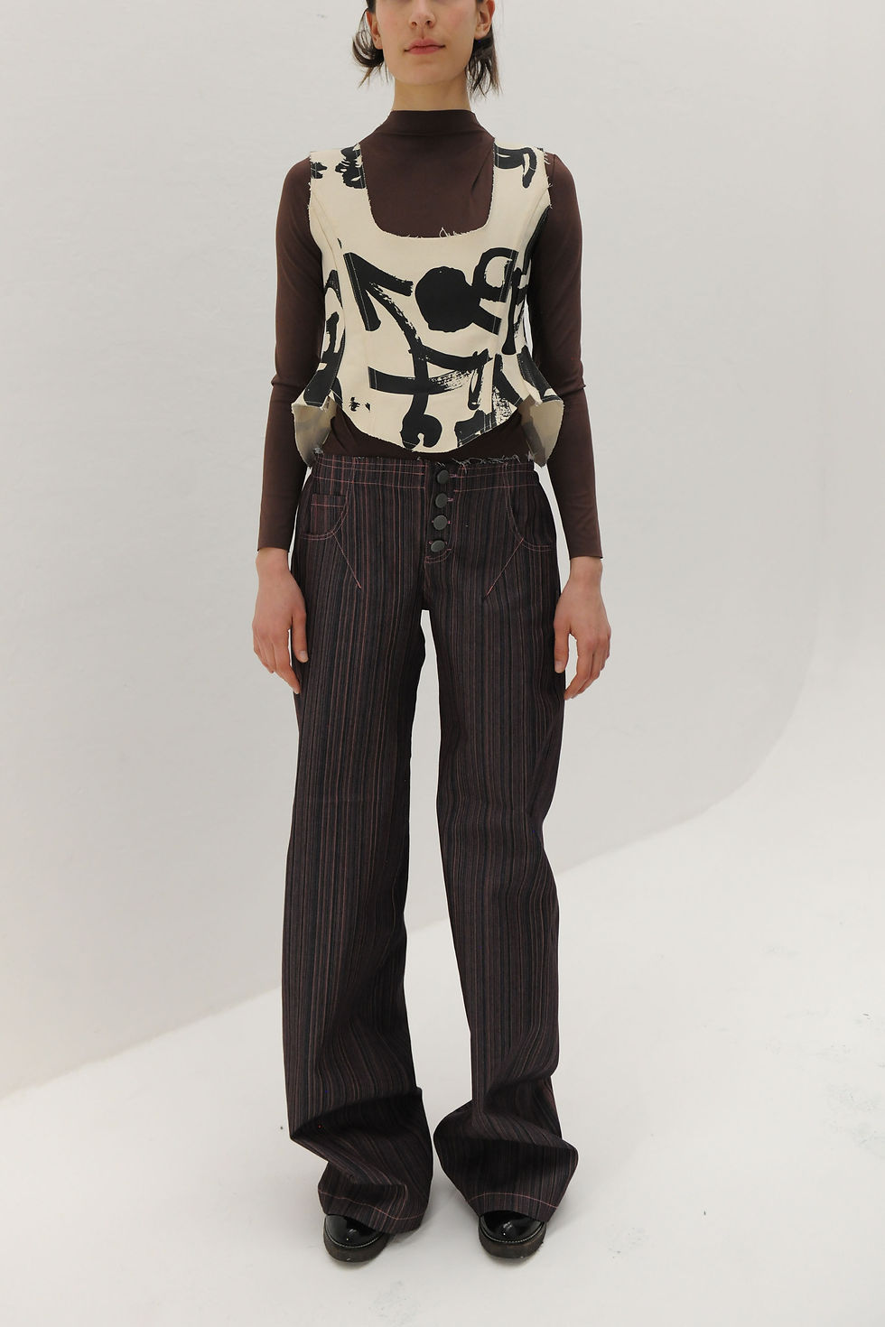 Thumbnail: Denim  Pink Stripes Trousers