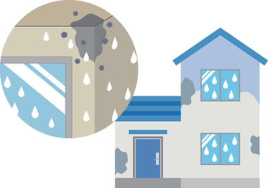 Maison isolée où la moisissure pousse à cause de l'humidité